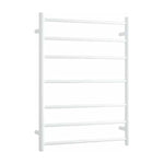 Satin White Straight Round Ladder Heated Towel Rail