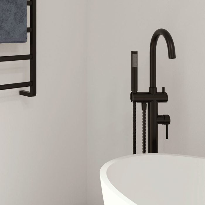 Kaya Floor Mounted Bath Mixer With Hand Shower