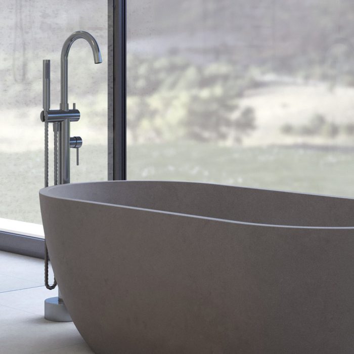 Kaya Floor Mounted Bath Mixer With Hand Shower