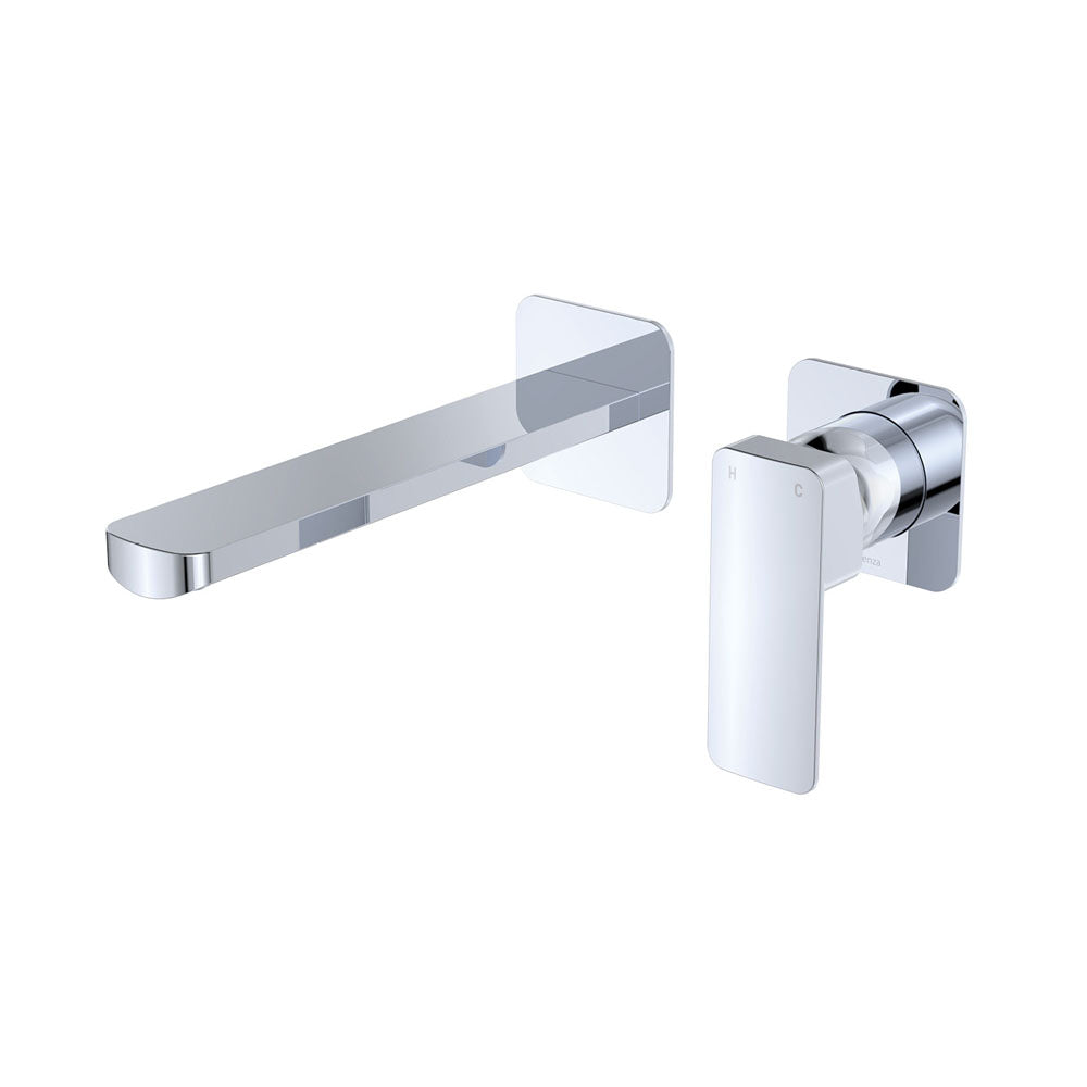 Tono Basin/Bath Wall Mixer Set, Square Plates, 200mm Outlet