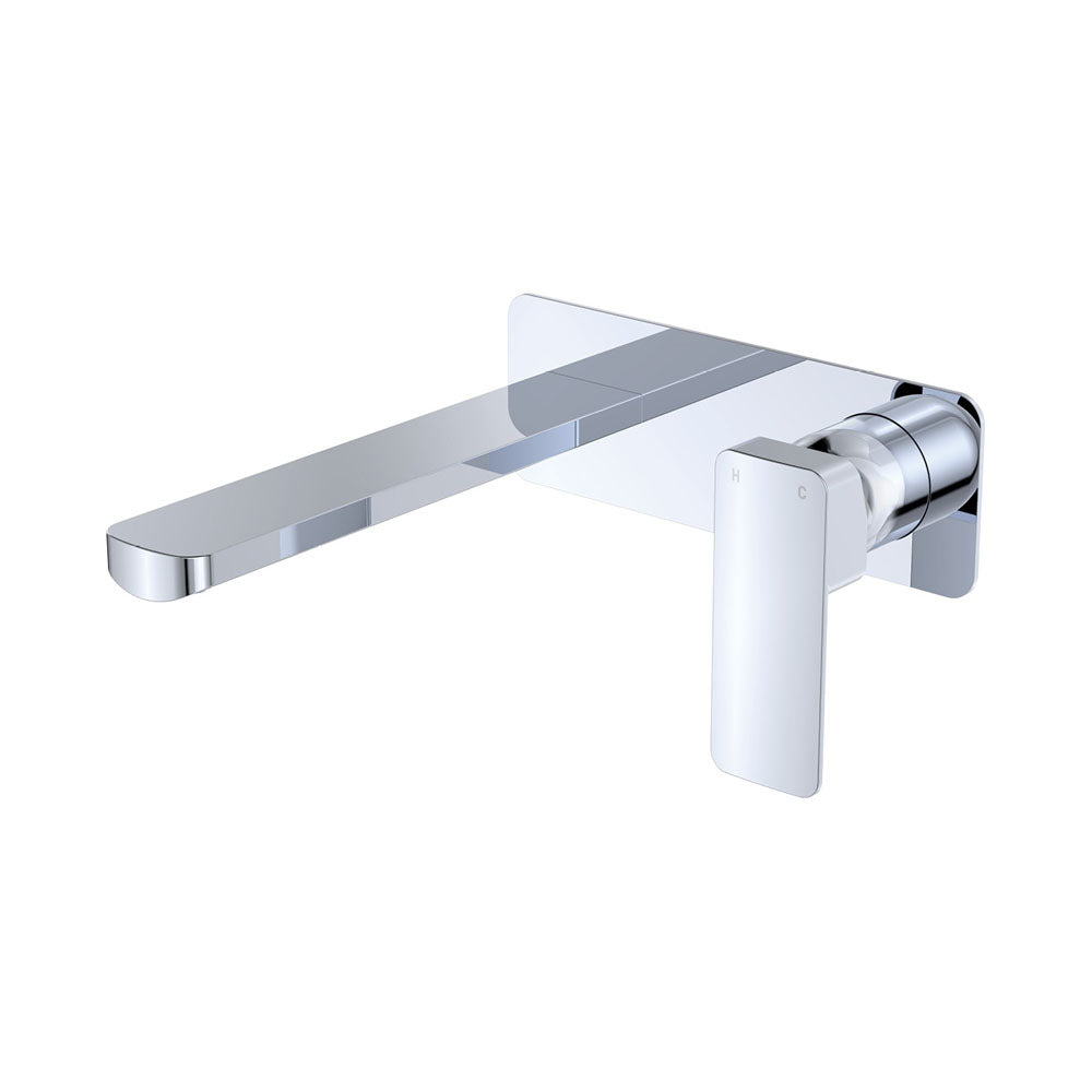 Tono Basin/Bath Wall Mixer Set, Rectangular Plate, 200mm Outlet