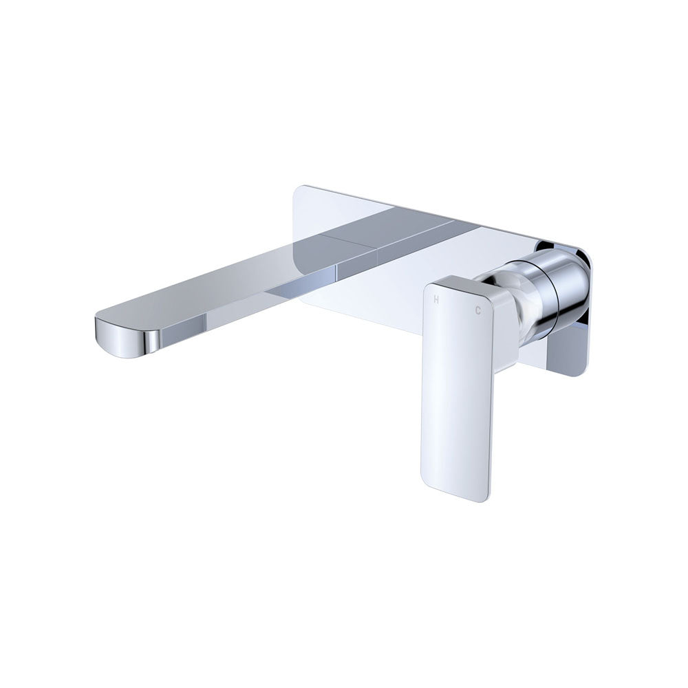 Tono Basin/Bath Wall Mixer Set, Rectangular Plate, 160mm Outlet