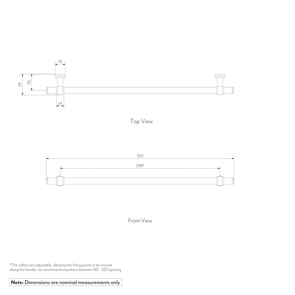 Kingsley Adjustable Cabinetry Pull 350mm