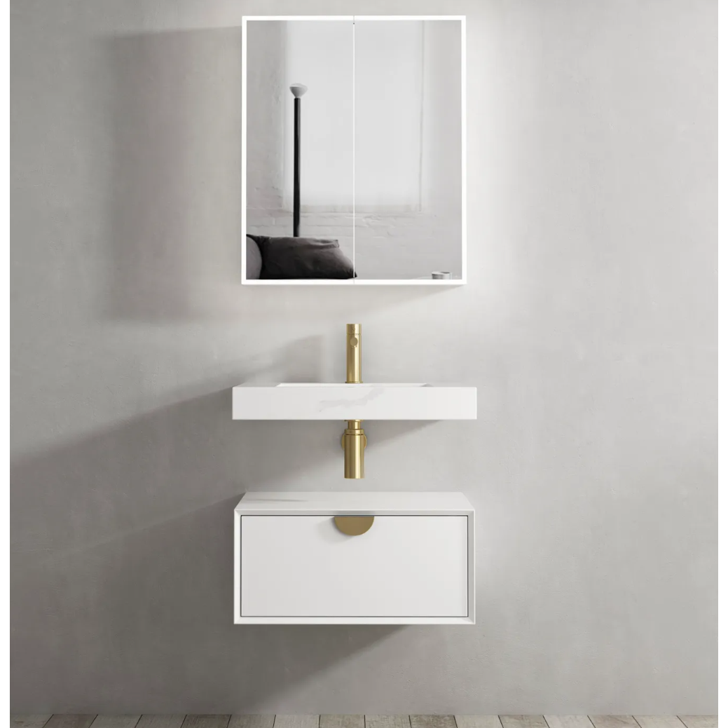 Moonlight Wall Hung Cabinet with White Single Basin