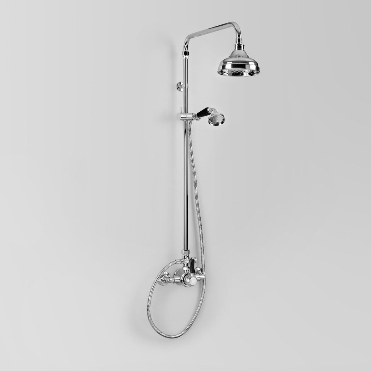 Olde English Signature Shower Set with Hand Shower - Black Porcelain Lever