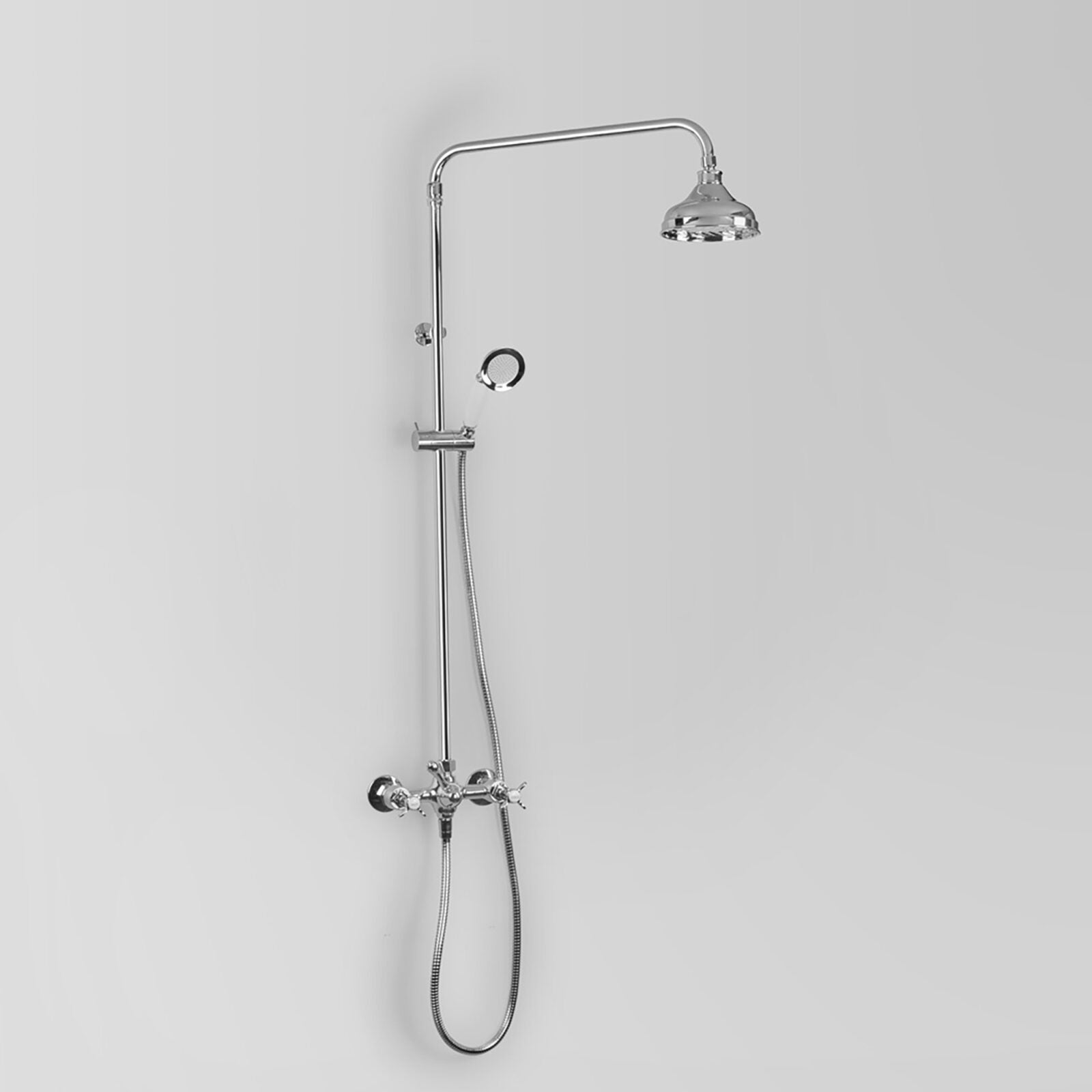 Olde English Shower Set w/ 150mm Shower Head & Hand Shower - Cross Handles, Jumper Valve