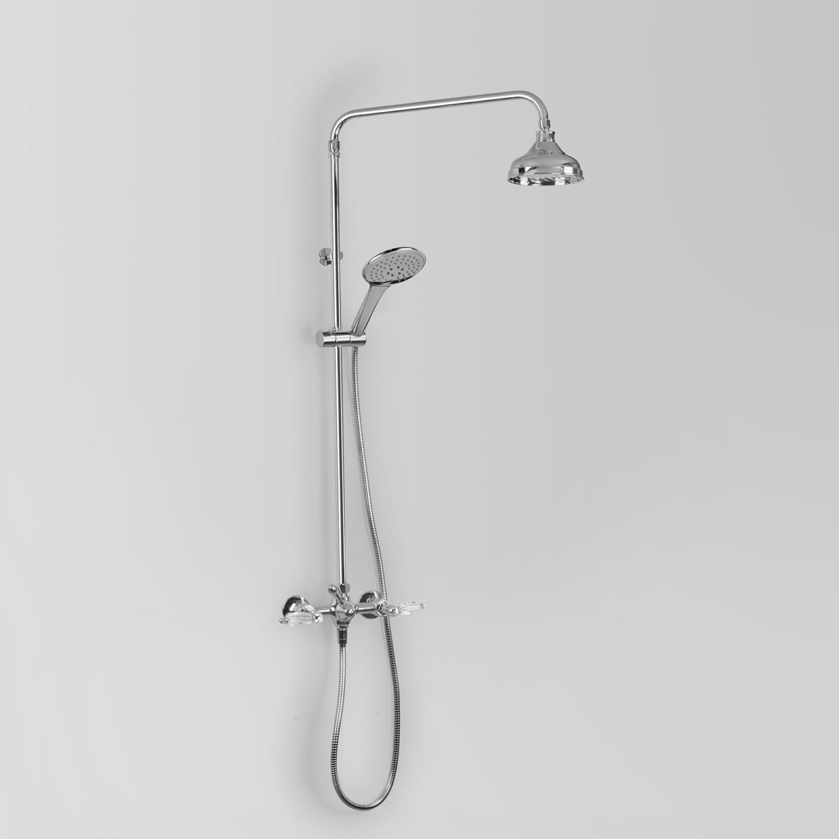 Olde English Shower Set w/ 150mm Shower Head & Multi-Function Hand Shower in Riser Rail Holder