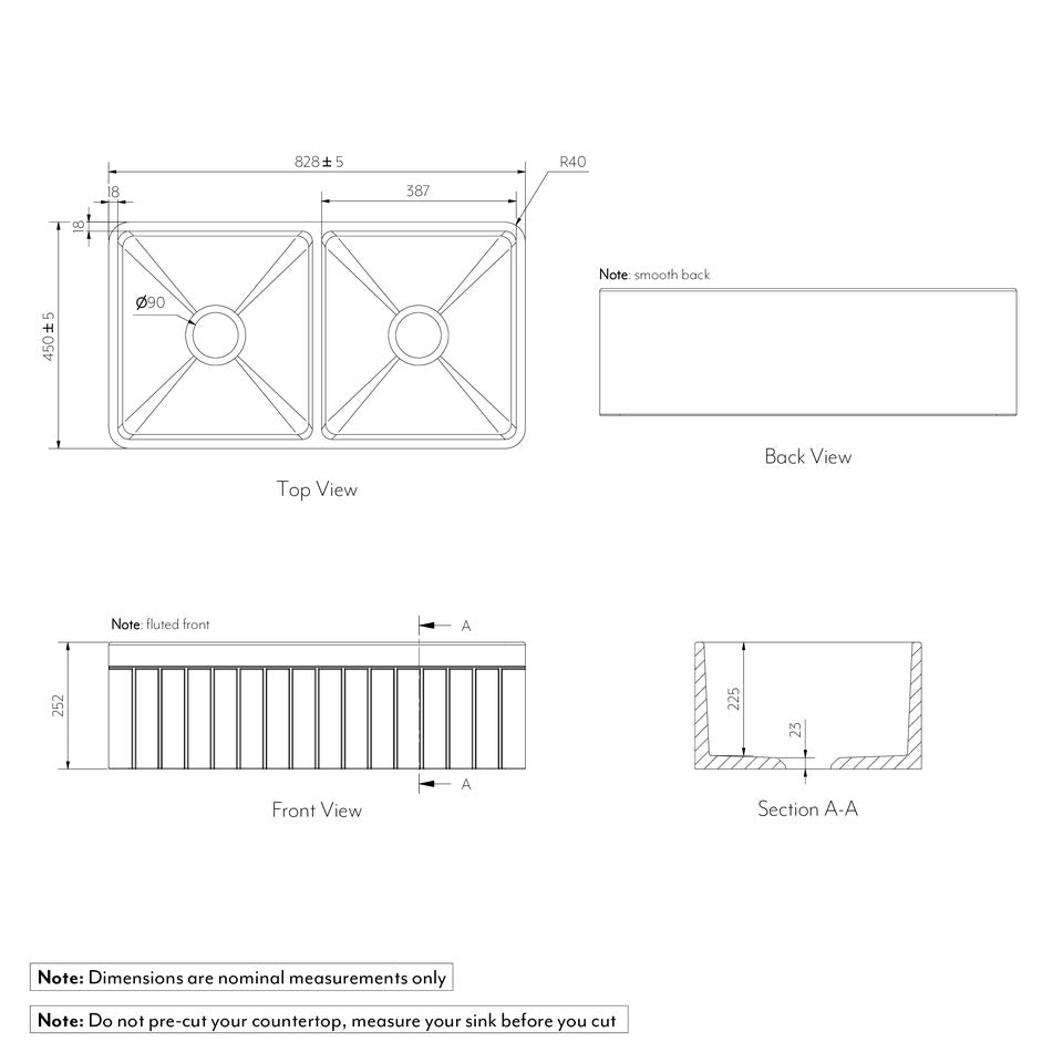 Hartley Double Farmhouse Fireclay Sink - Gloss White