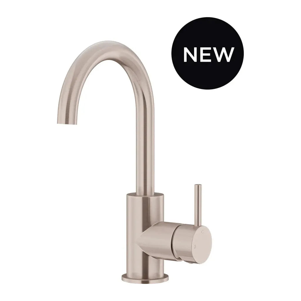 Round Gooseneck Basin Mixer with Cold Start
