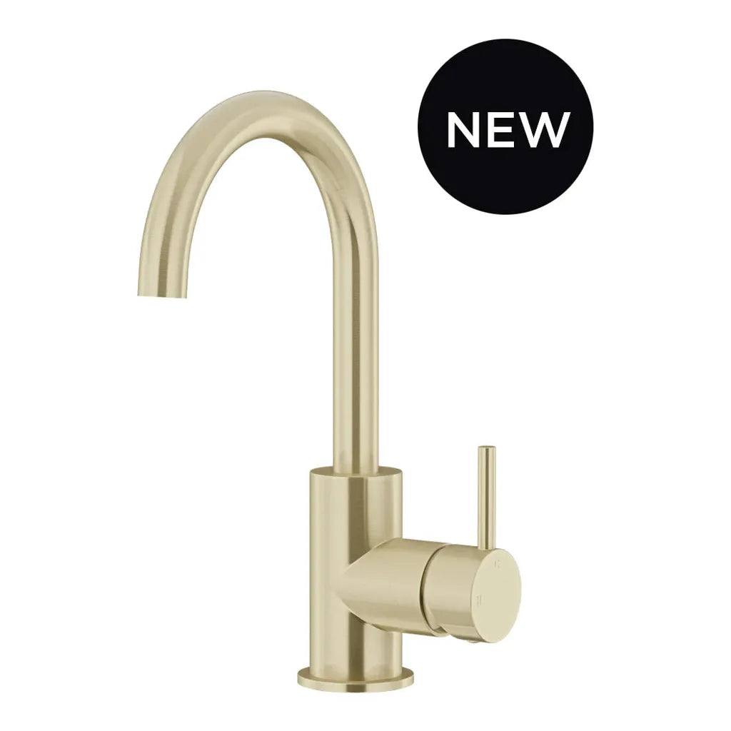 Round Gooseneck Basin Mixer with Cold Start