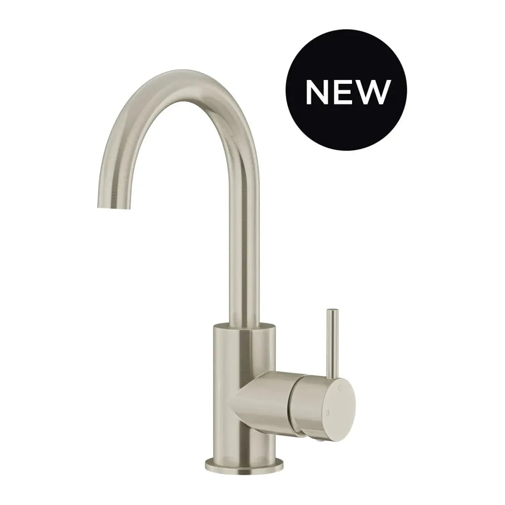 Round Gooseneck Basin Mixer with Cold Start