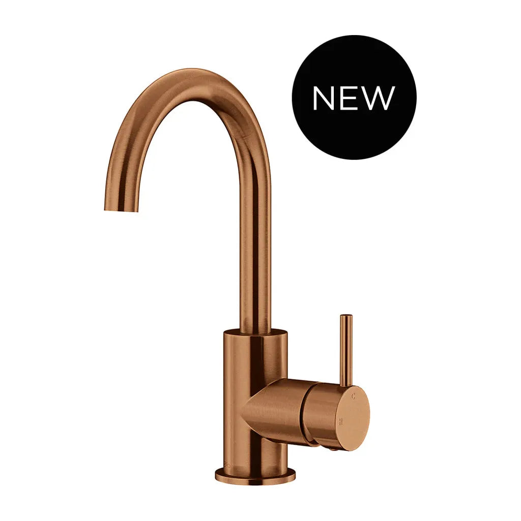 Round Gooseneck Basin Mixer with Cold Start