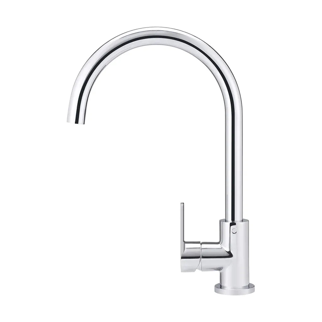 Round Gooseneck Kitchen Mixer Tap with Paddle Handle