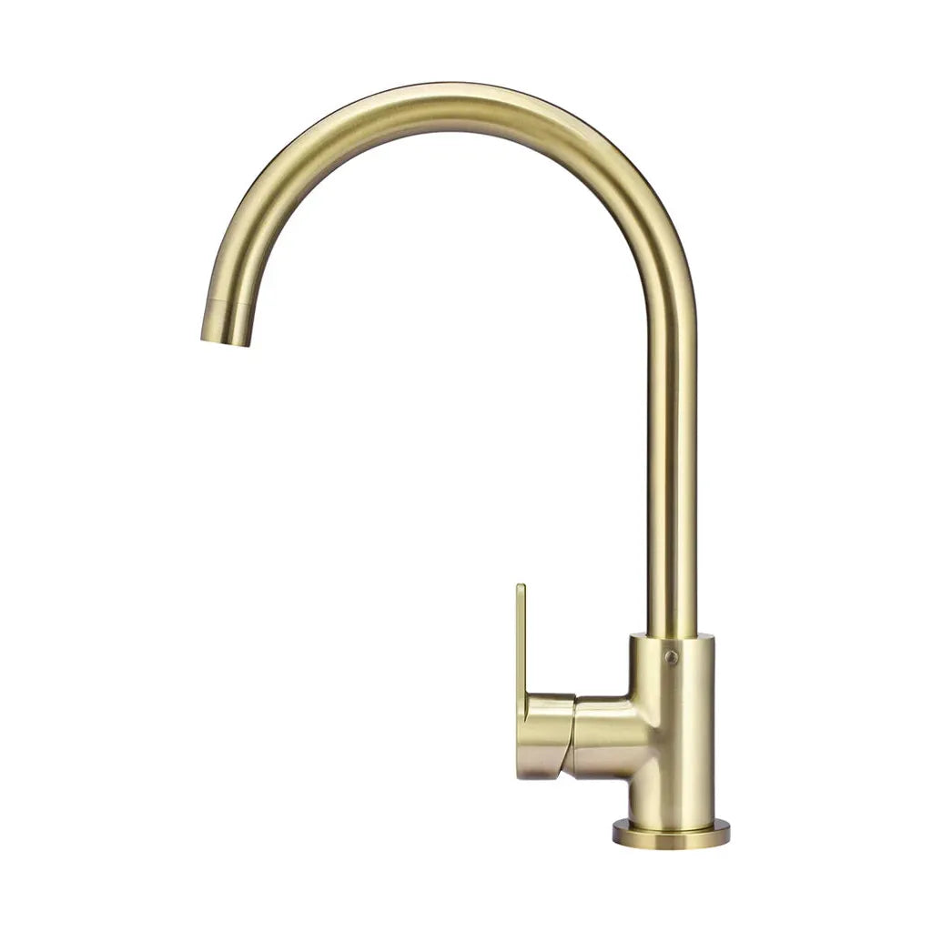 Round Gooseneck Kitchen Mixer Tap with Paddle Handle