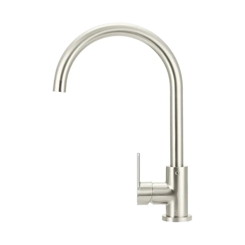 Round Gooseneck Kitchen Mixer Tap with Paddle Handle
