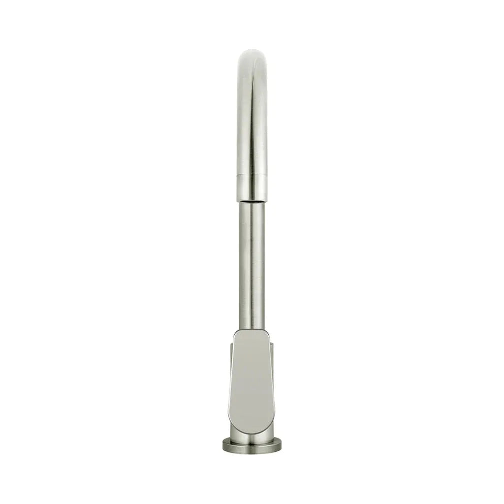 Round Gooseneck Kitchen Mixer Tap with Paddle Handle