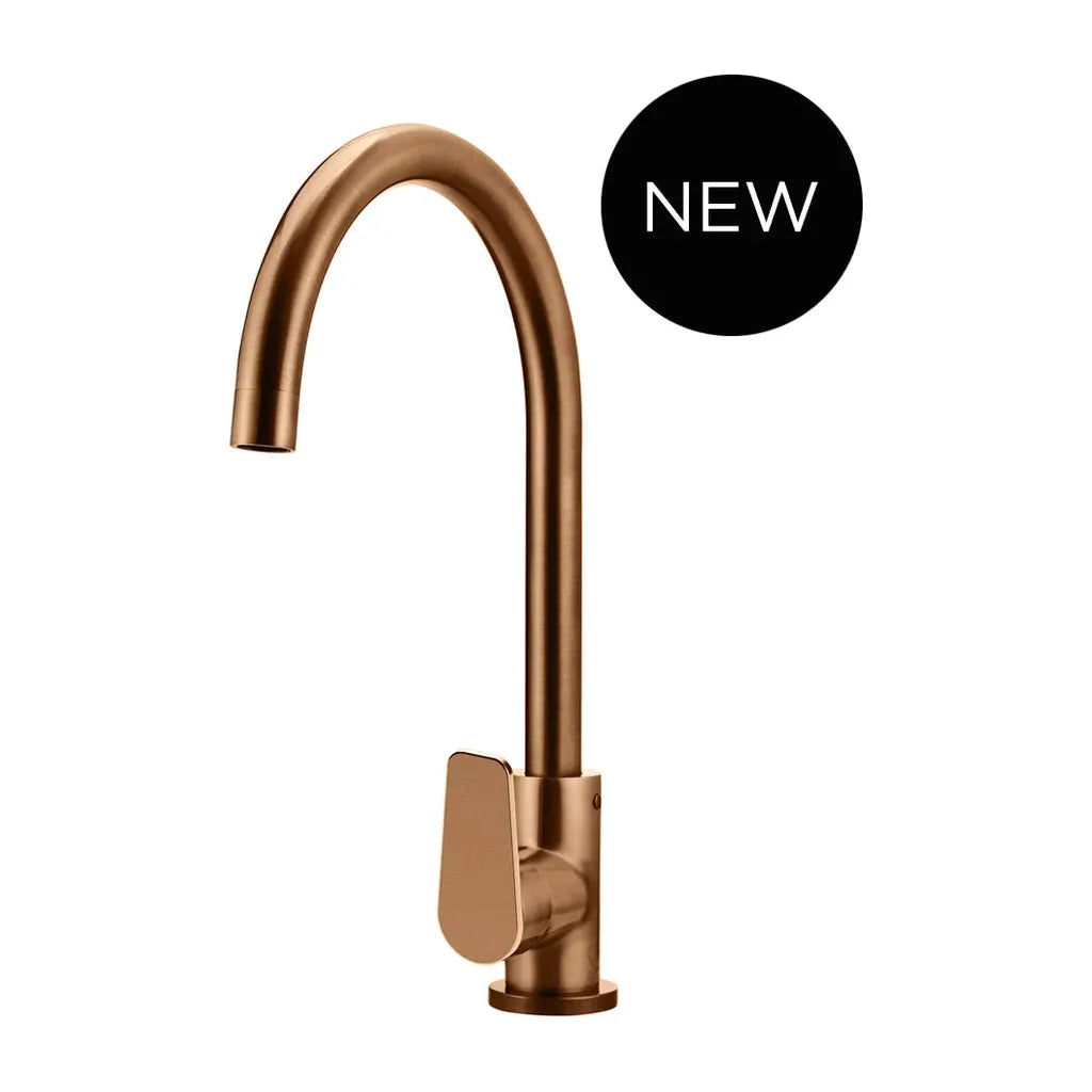 Round Gooseneck Kitchen Mixer Tap with Paddle Handle