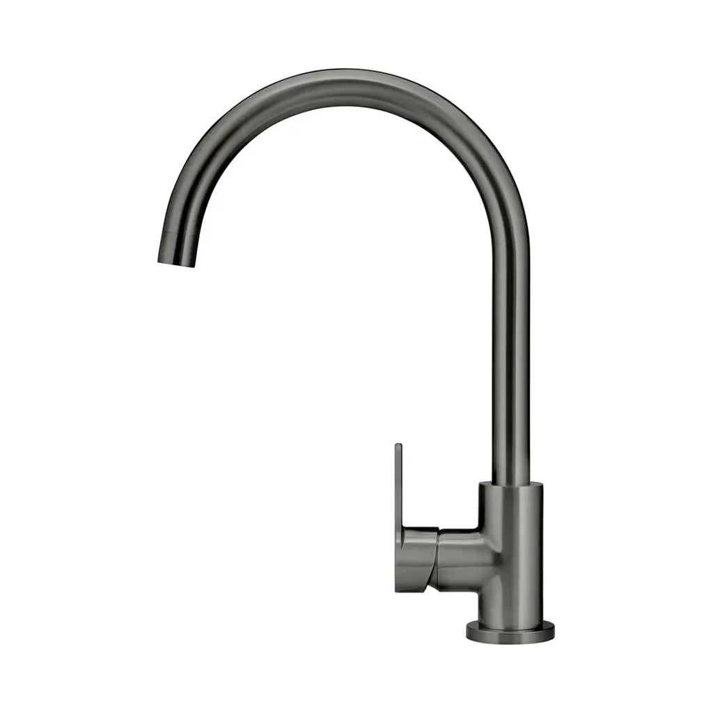 Round Gooseneck Kitchen Mixer Tap with Paddle Handle