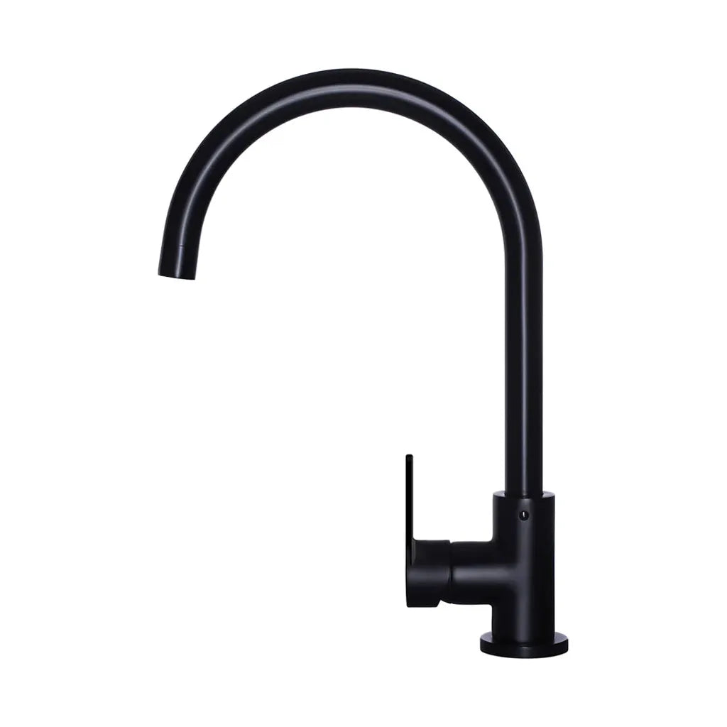Round Gooseneck Kitchen Mixer Tap with Paddle Handle