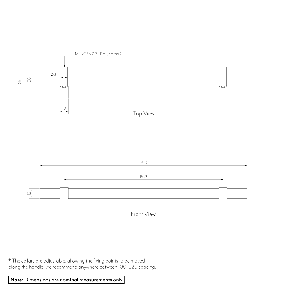 Modi Adjustable Cabinetry Pull 250mm