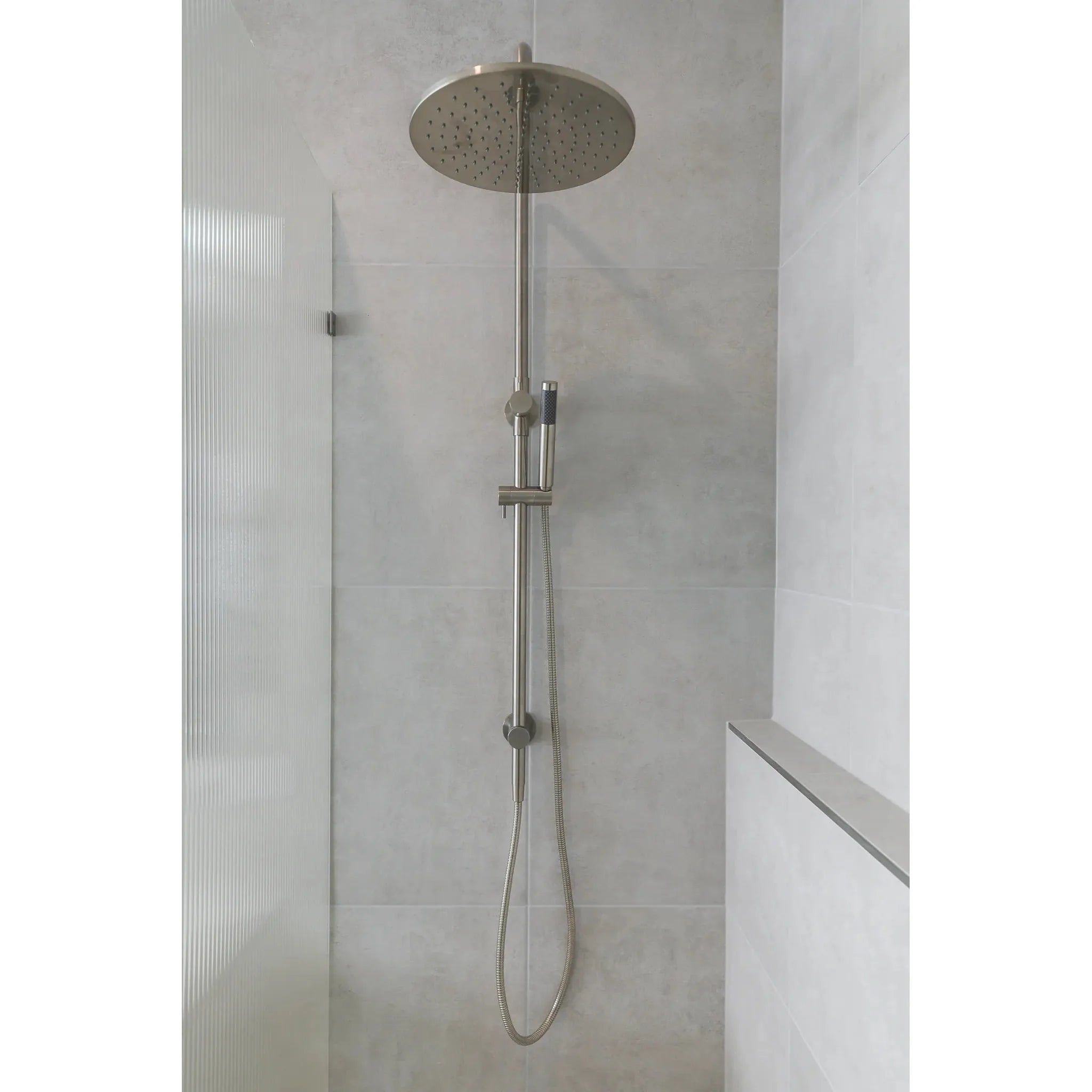 Round Combination Shower Rail, 300mm Rose, Single Function Hand Shower