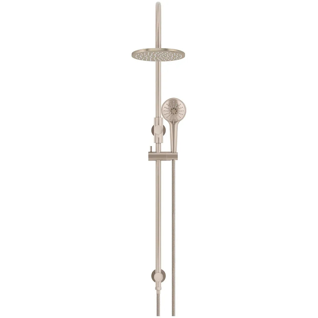 Round Gooseneck Shower Set With 200mm Rose, Three-function Hand Shower