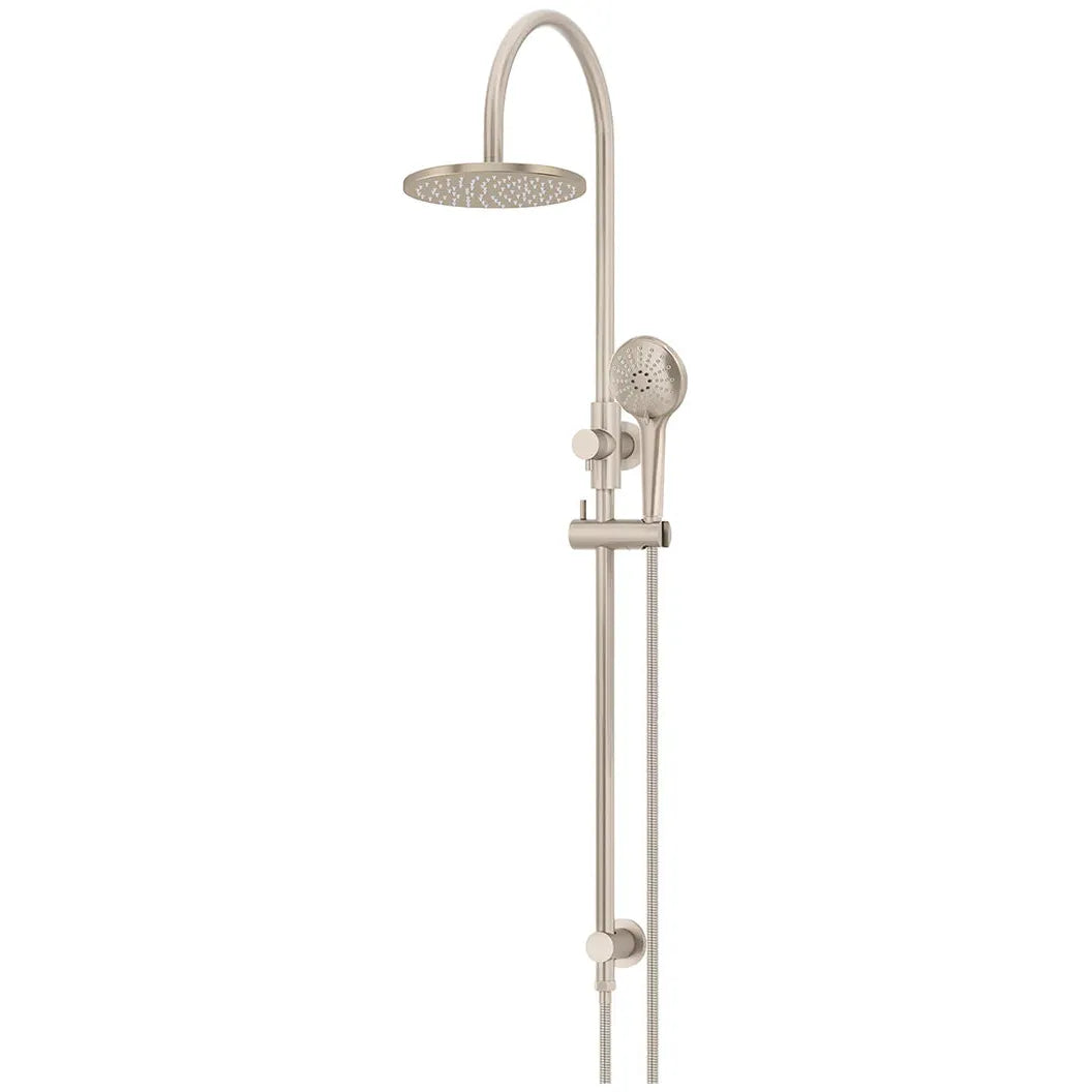 Round Gooseneck Shower Set With 200mm Rose, Three-function Hand Shower