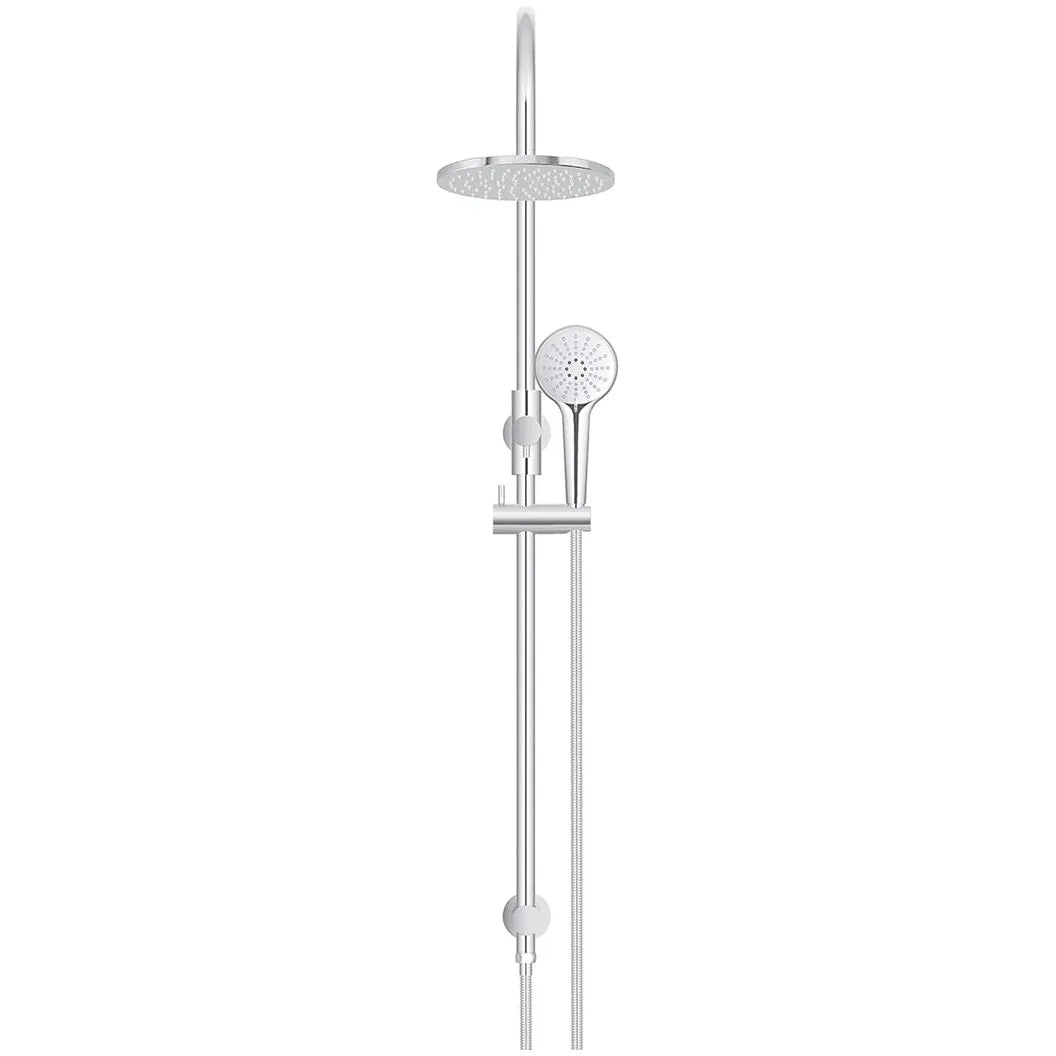 Round Gooseneck Shower Set With 200mm Rose, Three-function Hand Shower