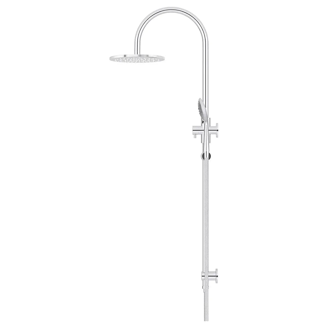 Round Gooseneck Shower Set With 200mm Rose, Three-function Hand Shower