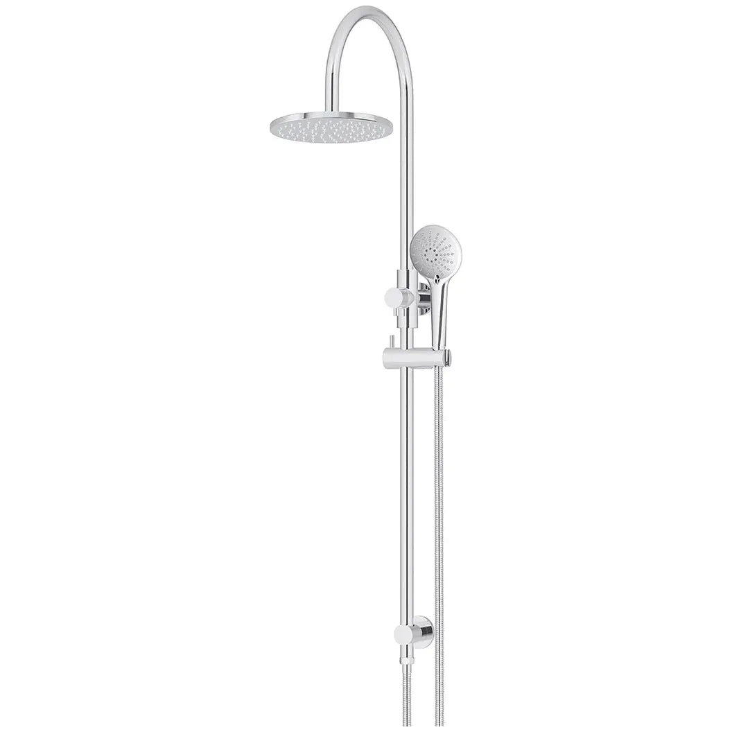 Round Gooseneck Shower Set With 200mm Rose, Three-function Hand Shower