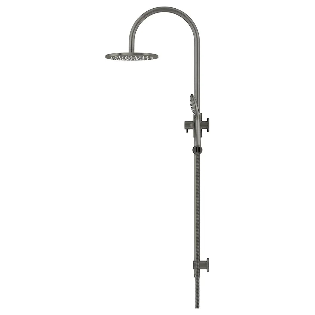 Round Gooseneck Shower Set With 200mm Rose, Three-function Hand Shower