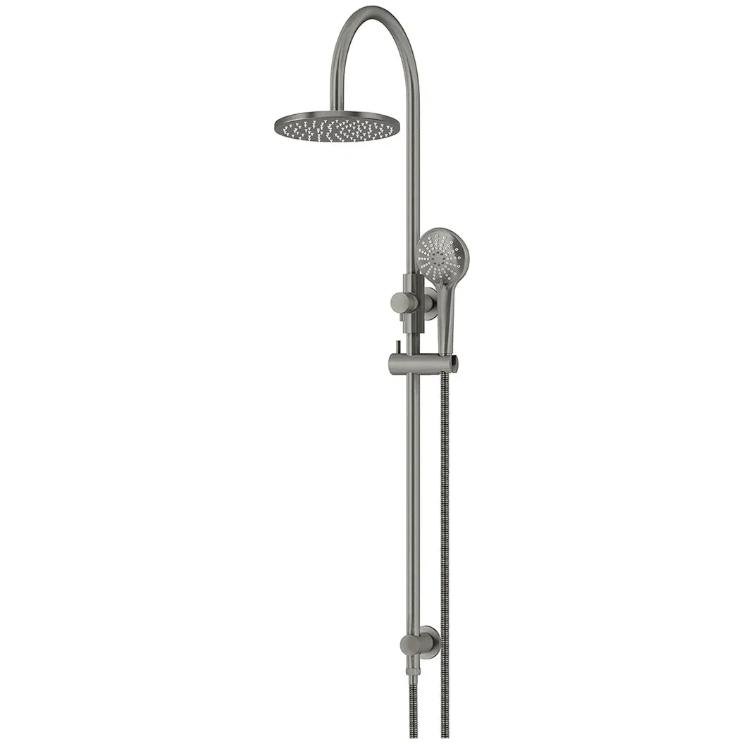 Round Gooseneck Shower Set With 200mm Rose, Three-function Hand Shower