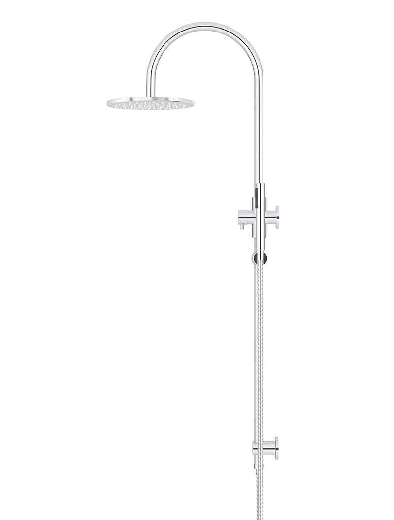 Round Gooseneck Shower Set With 200mm Rose, Single-function Hand Shower