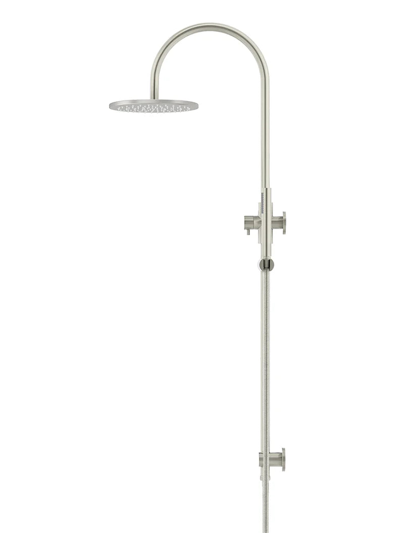 Round Gooseneck Shower Set With 200mm Rose, Single-function Hand Shower