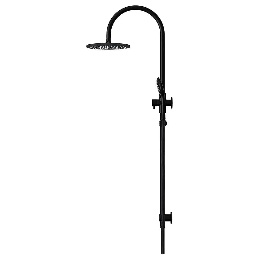 Round Gooseneck Shower Set With 200mm Rose, Three-function Hand Shower