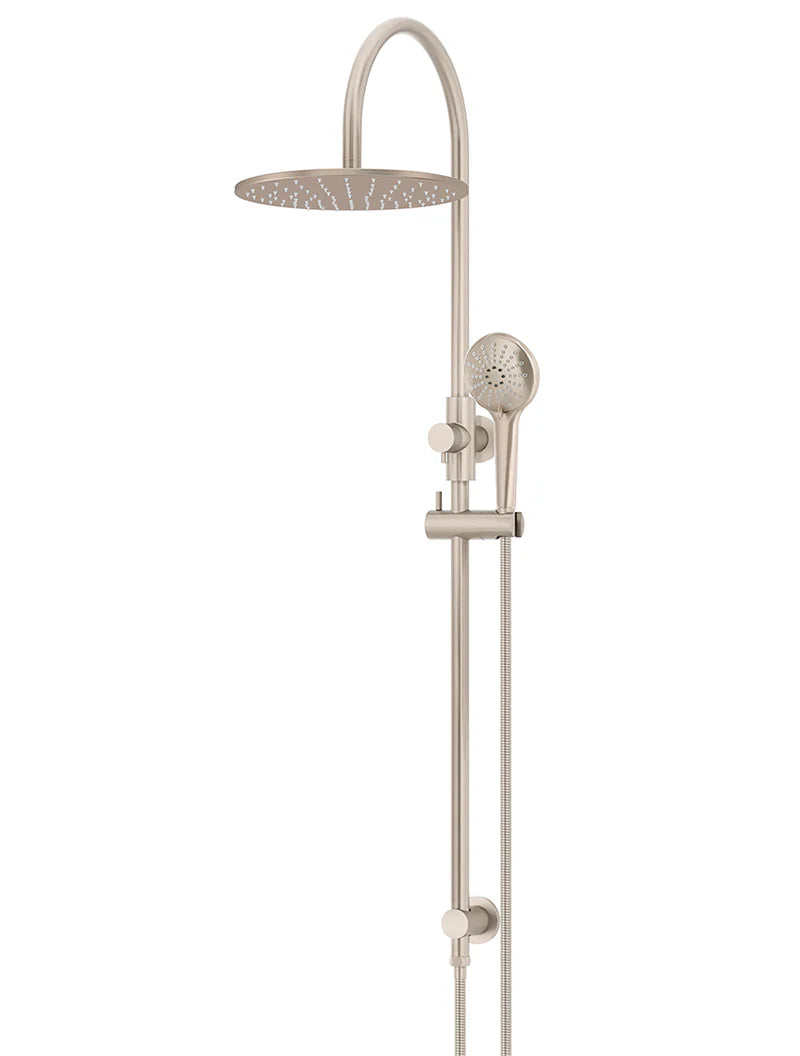 Round Gooseneck Shower Set With 300mm Rose, Three-function Hand Shower