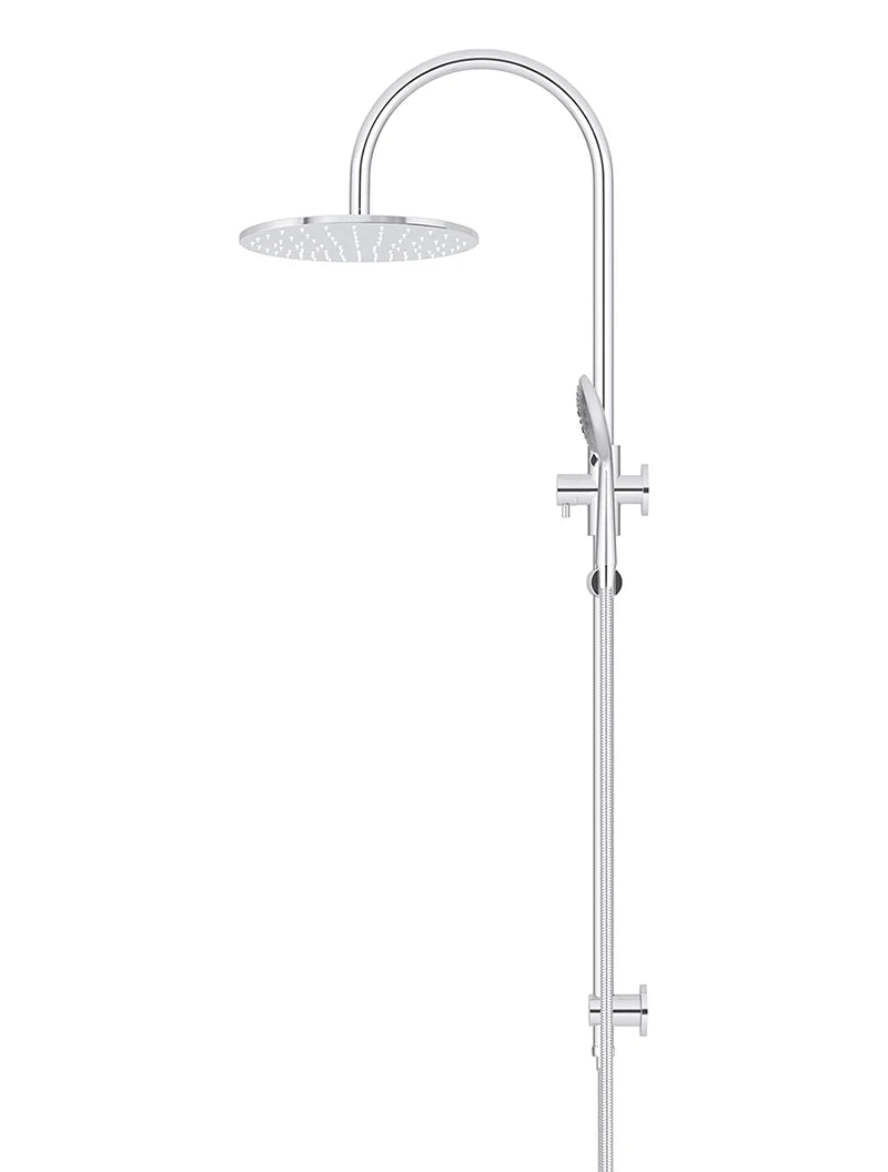 Round Gooseneck Shower Set With 300mm Rose, Three-function Hand Shower