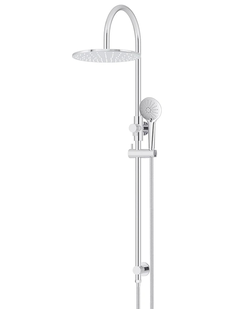 Round Gooseneck Shower Set With 300mm Rose, Three-function Hand Shower