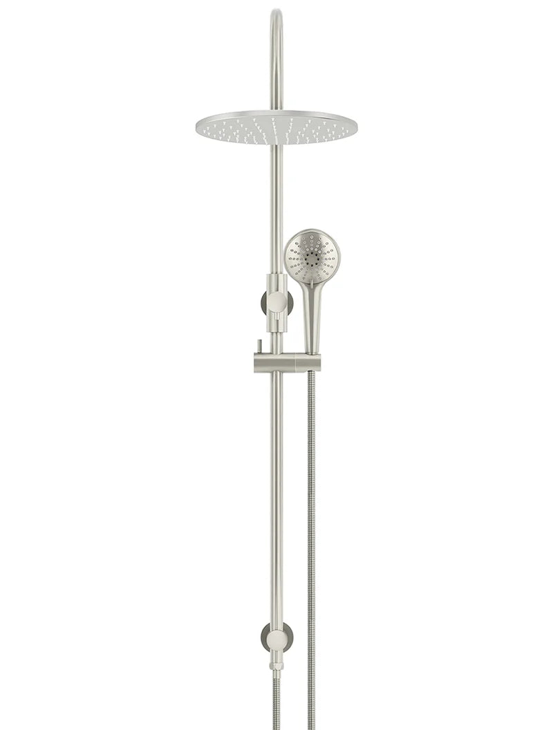 Round Gooseneck Shower Set With 300mm Rose, Three-function Hand Shower