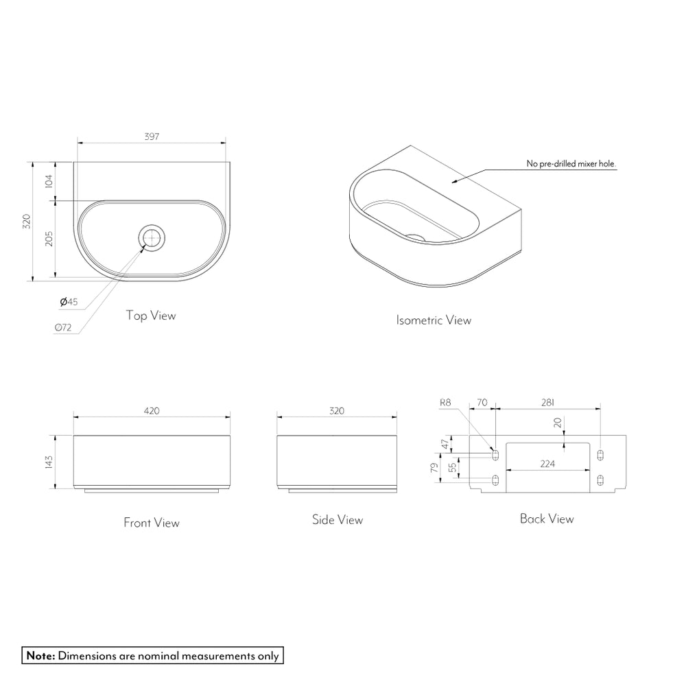 Nelios Concrete Wall-Hung Basin