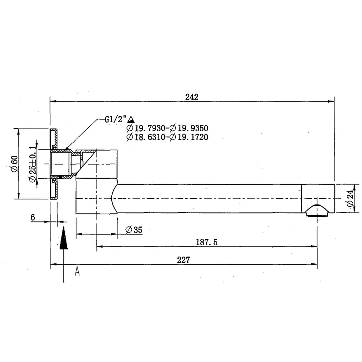 Northcote Antique Brass Swivel Bath Spout
