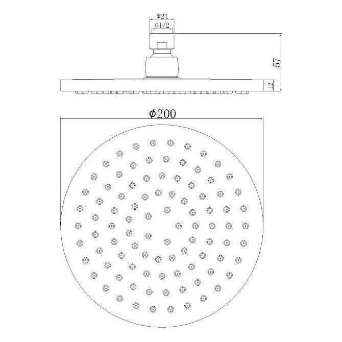 Northcote Antique Brass 200mm Round Shower Head