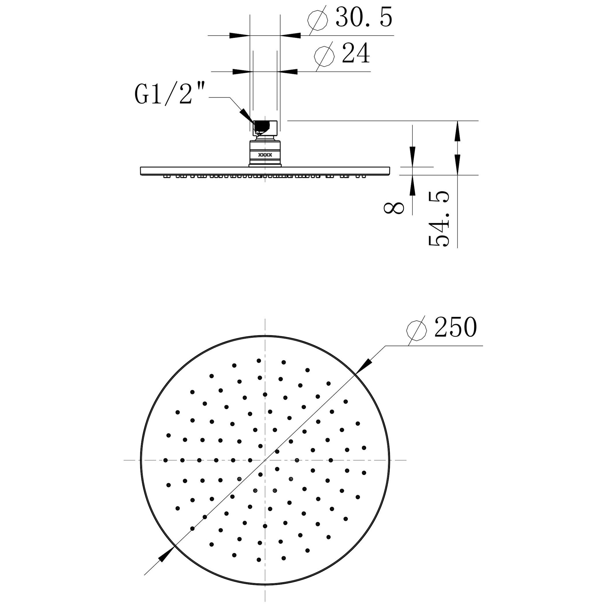 Northcote Antique Brass 250mm Round Shower Head