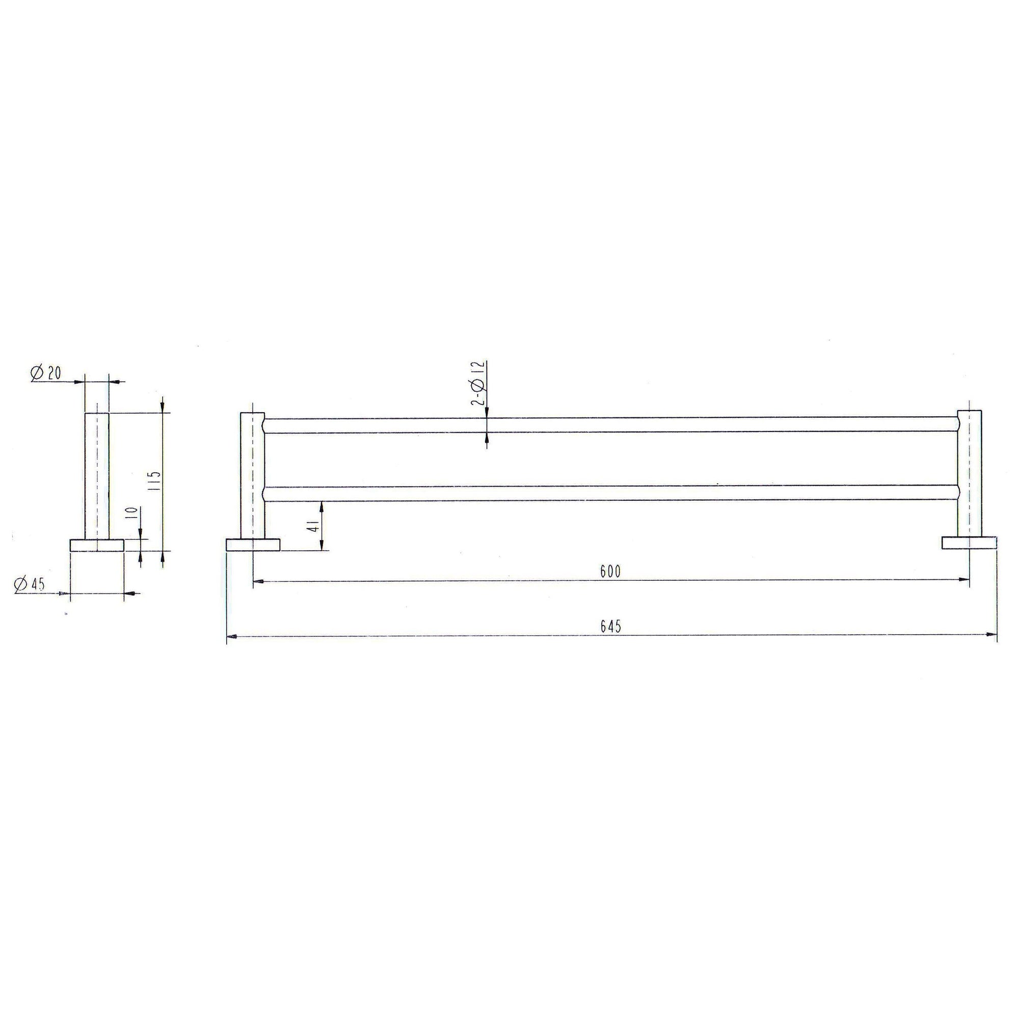 Northcote Antique Brass Round 600mm Double Towel Rail