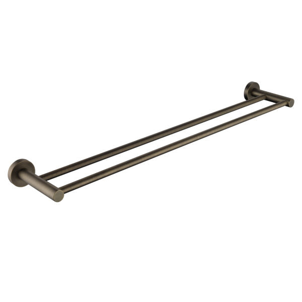 Northcote Antique Brass Round 750mm Double Towel Rail