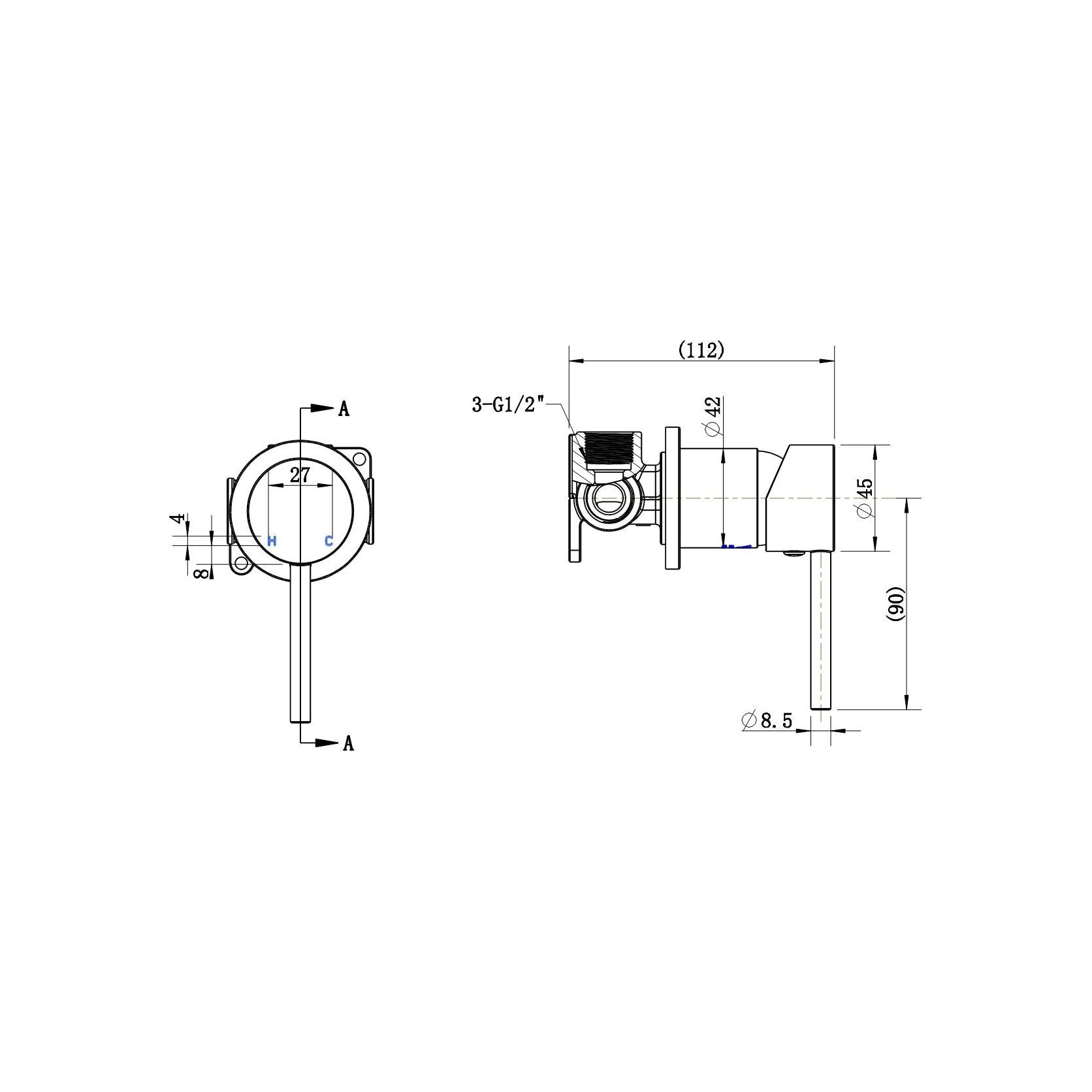 Northcote Antique Brass Round Wall Mixer