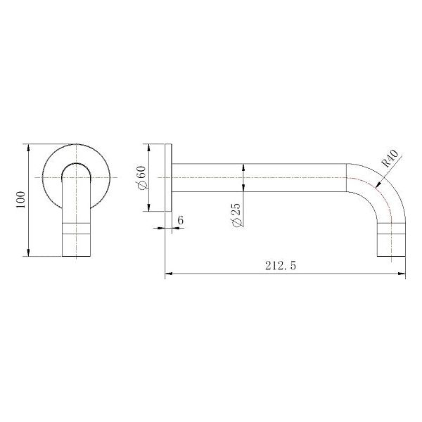 Northcote Antique Brass Round Bath Spout