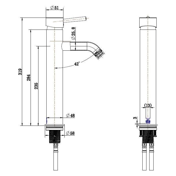 Northcote Antique Brass Tall Basin Mixer