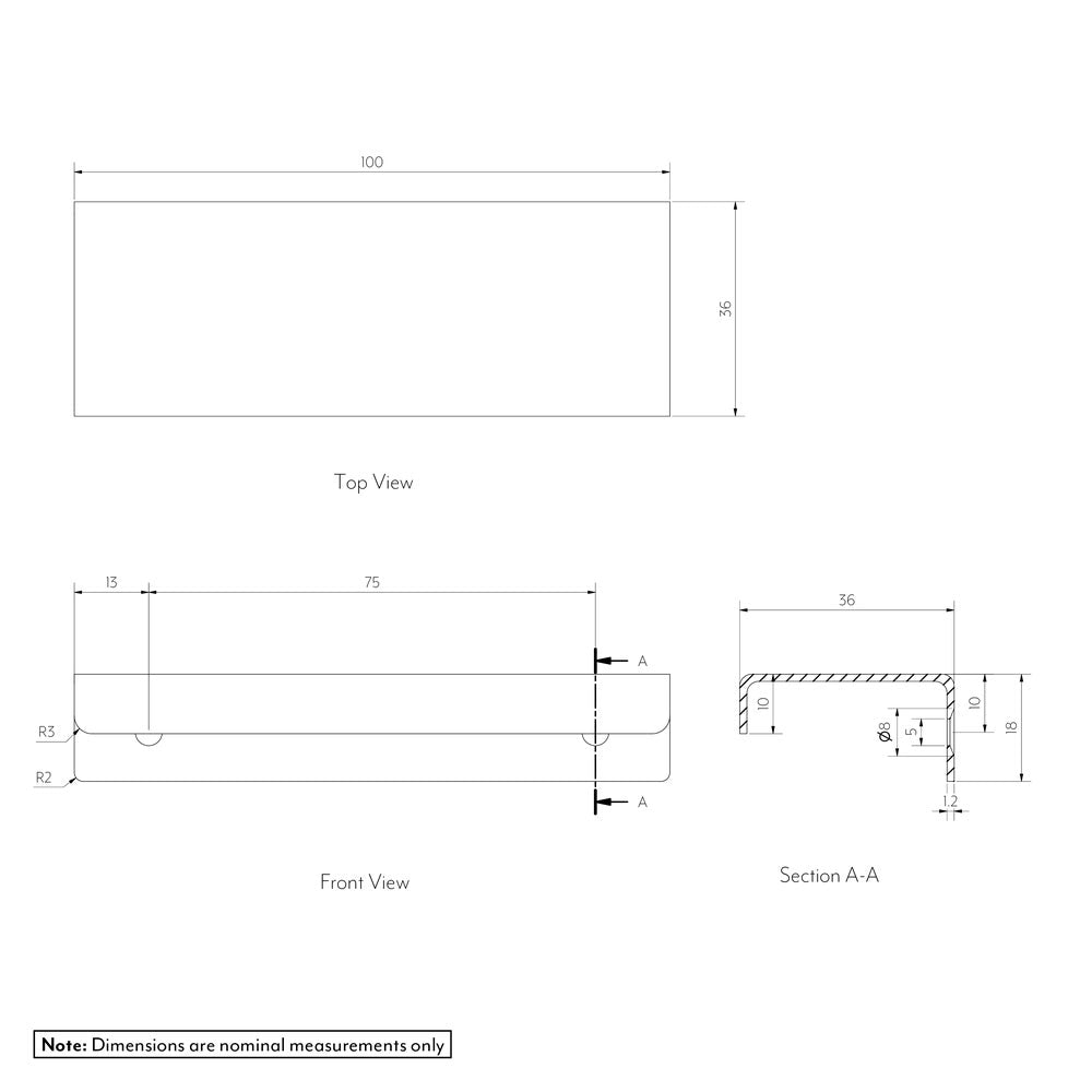 Rappana Cabinetry Pull - 100mm - AntiquePVD Aurum