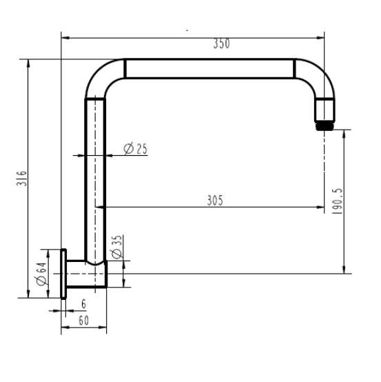 Icon Round High Rise Wall Shower Arm